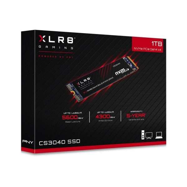 PNY CS3040 M.2 PCIe Gen4 x4 NVMe 1TB SSD, Read Speed 5,600 MB/s, Write Speed 4,300 MB/s