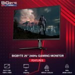 BIGBYTE 25" 240Hz Refresh rate IPS display FHD 1980 x 1080 Gaming Monitor AMD FreeSync with up to 99% sRGB colour