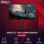 BIGBYTE 27 inch 2K 165Hz IPS 1.07B  95% DCI-P3 WQHD 2560 x 1440  Wide Screen Display HDR Flat FreeSync Gaming Monitor