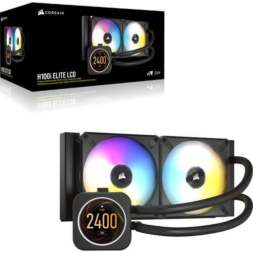 Corsair iCUE H100i ELITE LCD Display Liquid CPU Cooler -Black