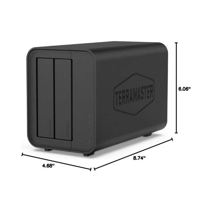 terramaster f2-210 2-bay nas size dimension