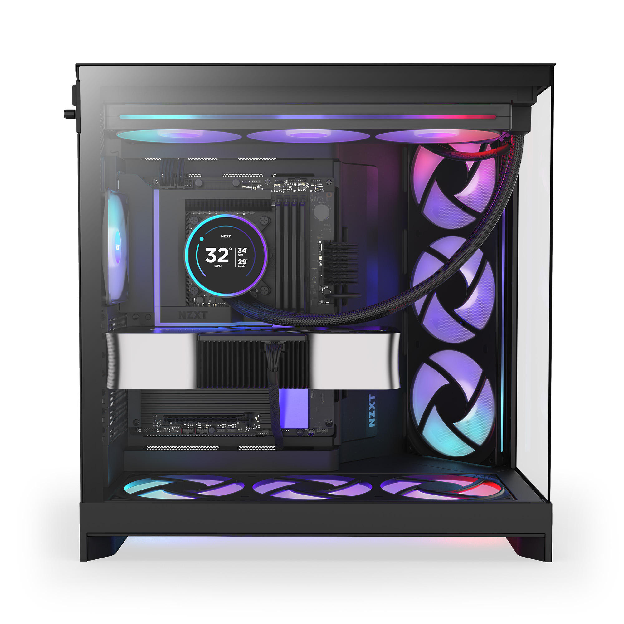 NZXT H9 Flow RGB+ – Large Dual-Chamber Mid-Tower ATX Airflow Case -Black Edition Buy NZXT Gaming Case Nepal
