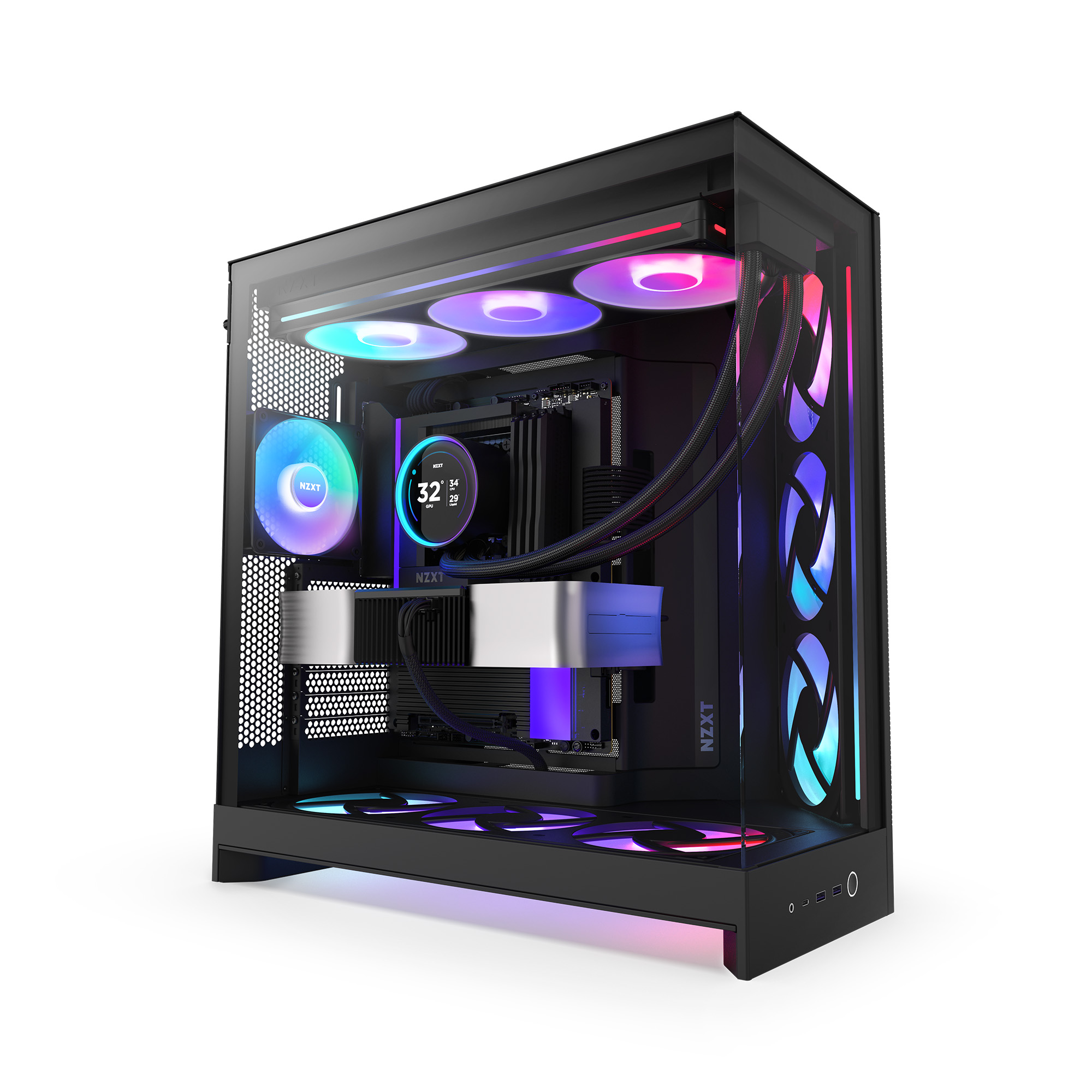 NZXT H9 Flow RGB+ – Large Dual-Chamber Mid-Tower ATX Airflow Case -Black Edition Best airflow ATX case in Nepal for gaming