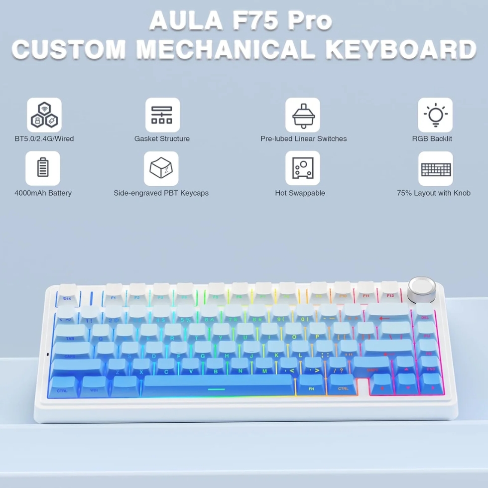 Aula F75 Gradient Blue mechanical keyboard.