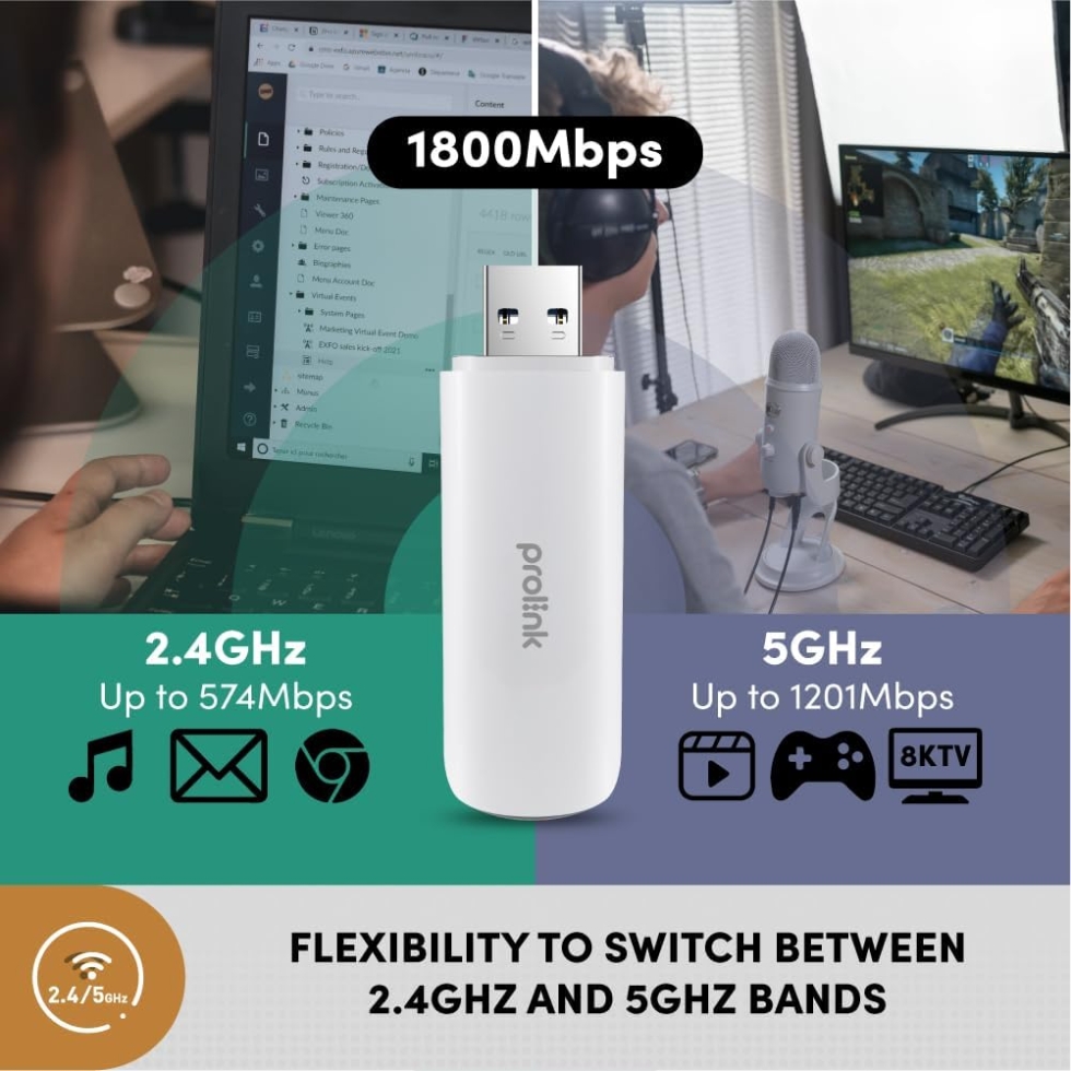 High-performance AX1800 Wi-Fi 6 USB network adapter