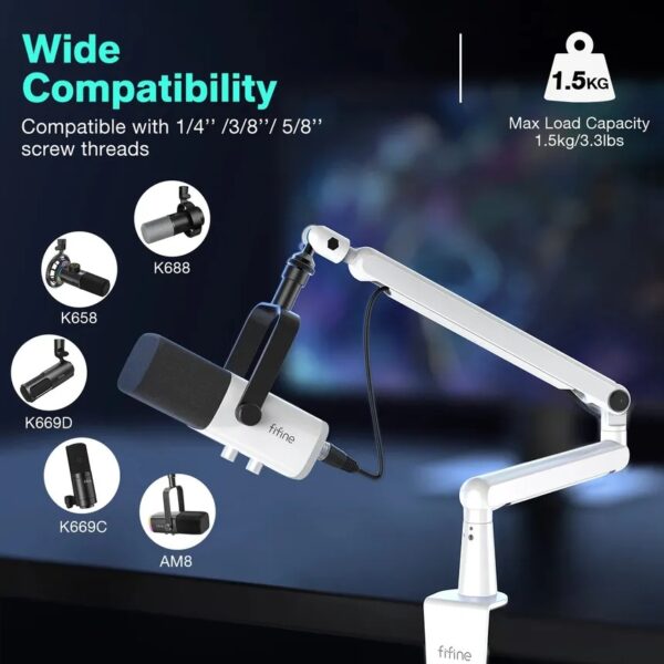 BM88 White Adjustable Mic Arm