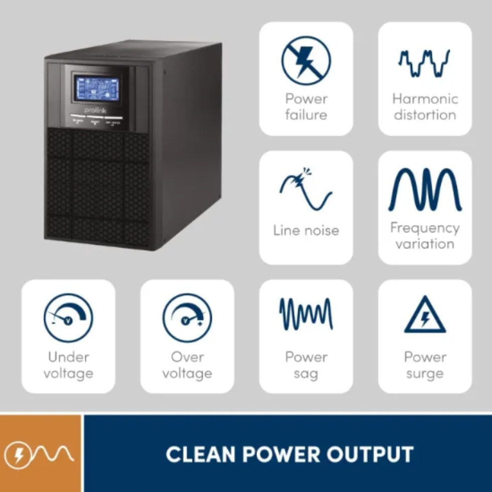 Compact PROLiNK 2KVA UPS with integrated battery module