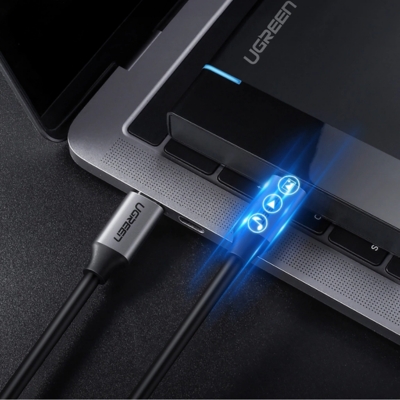 UGREEN US161 1.5m USB-C PD cable in gray, perfect for laptops, phones, and tablets with high-power delivery support.