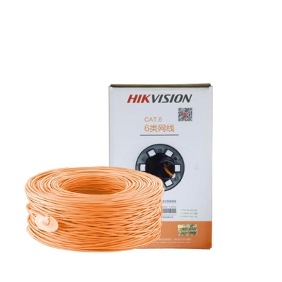 Hikvision DS-1LN6UZC0 LAN cable featuring solid copper wiring and 305-meter length for consistent high-speed data transmission.