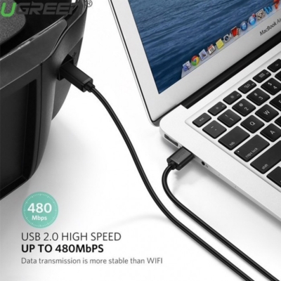 UGREEN USB 2.0 printer cable featuring durable build and gold-plated connectors for enhanced performance