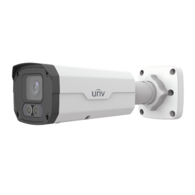 UNV IPC2224SE-DF60K-WL-I0 AI bullet camera offering 4MP video, Smart IR 30m, SD card support, microphone, and Low Lux capability for clear low-light monitoring.