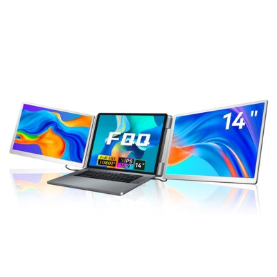 Portable Dual-Screen Monitor S7 featuring two 14-inch full view displays, ideal for multitasking, gaming, and mobile productivity.