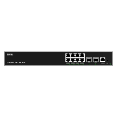 Enterprise-grade GRANDSTREAM GWN7811 managed switch offering Layer 3 capabilities, 8 Gigabit ports, and 2 SFP+ uplinks
