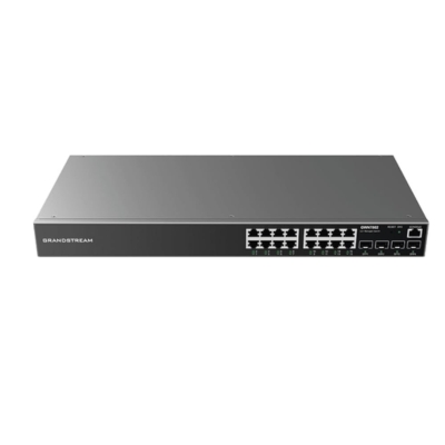 GRANDSTREAM GWN7802 enterprise Layer 2+ managed switch featuring 16 Gigabit Ethernet ports and 4 SFP slots for high-speed fiber uplinks.