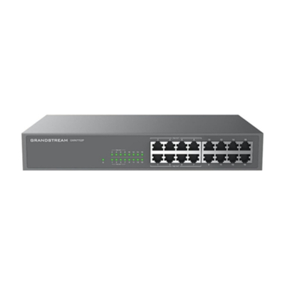 GWN7702 16-port Grandstream unmanaged switch providing 8 PoE ports, high-speed Gigabit networking, and simple plug-and-play installation.