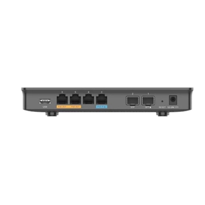 Grandstream GWN7002 multi-WAN VPN router featuring 4 Gigabit Ethernet ports, 2 SFP ports, and secure, high-speed connectivity for enterprise networks.