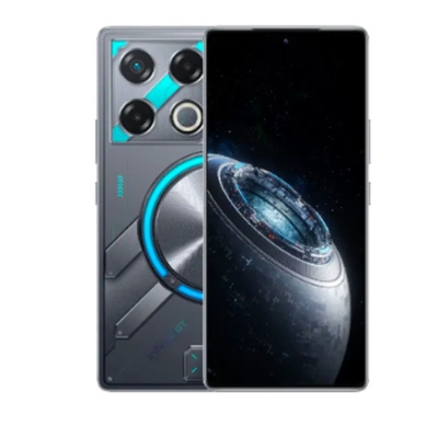 Front‑angled view of the Infinix GT 20 Pro smartphone featuring a 6.78‑inch 144 Hz AMOLED display, 12 GB of RAM, and 256 GB internal storage on a sleek gaming‑inspired frame.