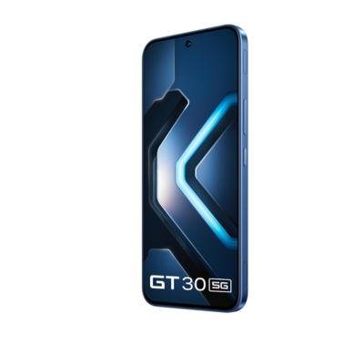 Front and side angled image of the Infinix GT 30 smartphone featuring a 6.78‑inch 144 Hz AMOLED display, punch‑hole selfie camera, and sleek frame with 8 GB RAM and 256 GB storage.