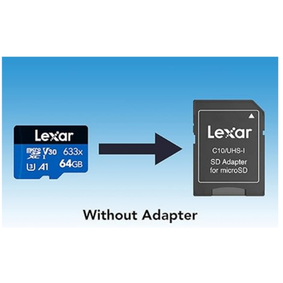 Lexar LMS0633064G-BNNNG MicroSD card with 64GB storage capacity for smartphones, cameras, and other devices.
