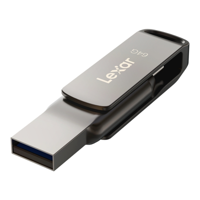 Lexar 64GB USB 3.2 Gen 1 drive for storing and transferring photos, videos, documents, and large files.
