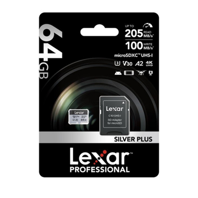 Lexar LMSSIPL064G-BNANG 64GB MicroSD card designed for storing photos, videos, and mobile data.