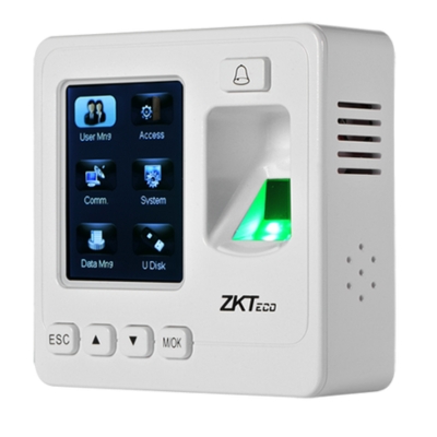 ZKTeco SF100 access control terminal featuring fingerprint, RFID, and PIN support with reliable user capacity management.