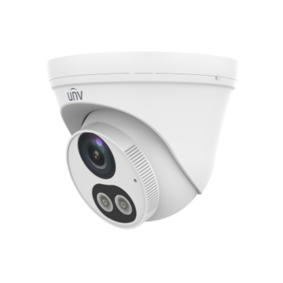 UNV 2MP Color Hunter dome camera IPC3612LB-AF28K-WL with built-in microphone, 1080P full HD video, Smart IR night vision up to 30 meters, and IP67 weatherproof design