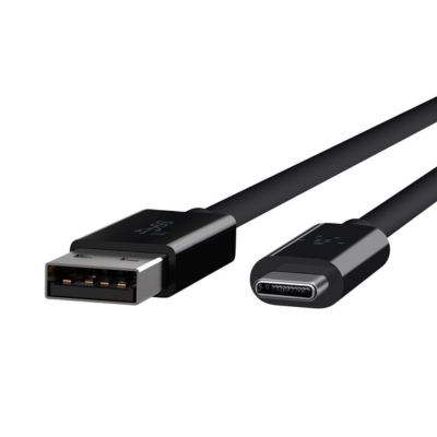 Belkin USB 3.1 USB-A to USB-C Cable 1M (F2CU029bt1M-BLK) supporting 10Gbps data transfer and 3A fast charging for smartphones and laptops.