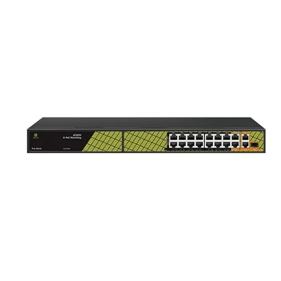 Genata GNT-P4813V6 16+2+1 Port PoE Switch delivering Power over Ethernet and high-speed connectivity for multiple network devices.