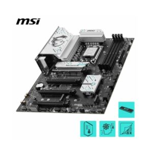 MSI B860 Gaming Plus Wi-Fi ATX motherboard featuring Intel Ultra Series-2 chipset, four DDR5 memory slots, Gen5 and Gen4 M.2 SSD support, USB-C port, and high-speed Killer Wi-Fi 7 for gaming and streaming.
