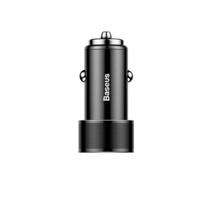 Baseus Small Screw Dual-USB Car Charger (TZXLD-A01) with 3.4A output, designed for fast and safe in-car charging.