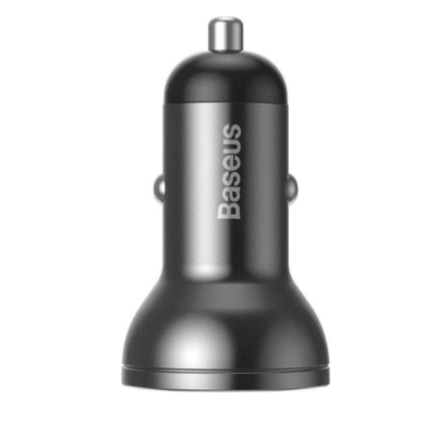 Baseus Digital Display Dual USB Car Charger (TZCCBX-0G) with 4.8A output, designed for fast charging two devices simultaneously in vehicles.