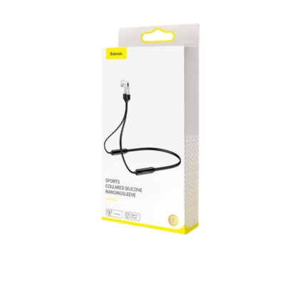 Flexible Baseus silicone hanging sleeve featuring a snug fit design and convenient loop for attaching to bags or keychains.