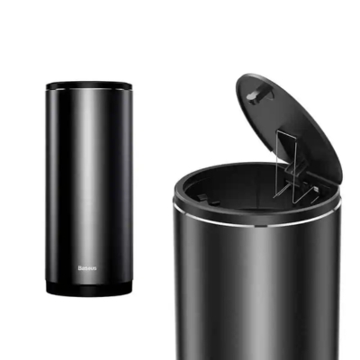 Baseus Gentleman Style Vehicle-Mounted Trash Can (CRLJT-01) in black, designed for keeping car interiors clean and organized.