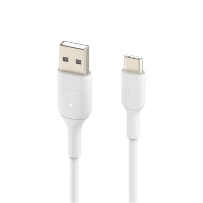 Belkin USB-C to USB-A Charging Cable 1M (CAB001bt1MWH) in white, designed for fast and reliable charging of USB-C devices.