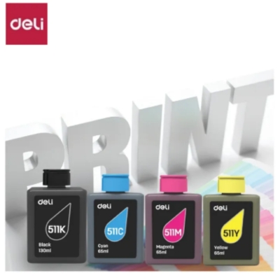 DELI 511K black ink refill bottle 130ml provides professional-grade printing with excellent consistency and long-lasting results.