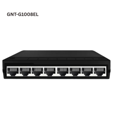 GNT 8 Port Gigabit Switch model GNT-G1008EL with 1000Mbps speed and 10Gbps total bandwidth for high-performance network connectivity.