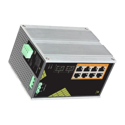 GNT 8+2 Port Gigabit Industrial PoE Switch model GNT-IG1210FP-AC with 1000Mbps speed, designed for industrial and factory network environments.
