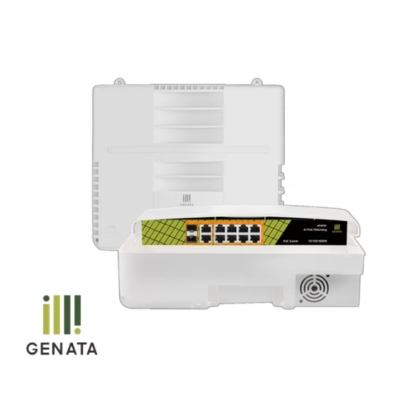 GNT 8+2+2 Port Gigabit Waterproof PoE Switch model GNT-P1012G6-F with 1000Mbps speed, designed for outdoor CCTV and IP camera installations.