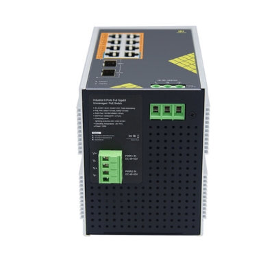 Industrial-grade Genata GNT-IG1210FP-AC PoE switch featuring 8 gigabit PoE ports and 2 uplink ports for stable connectivity.