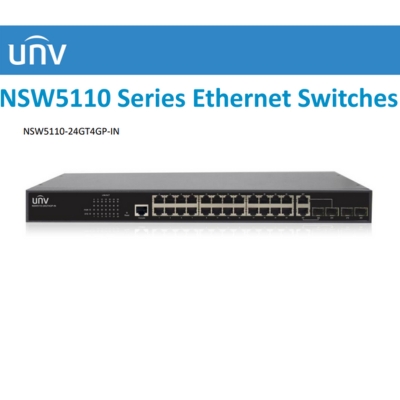 UNIVIEW 24+2+2 Port Fully Managed Gigabit Switch NSW5110-24GT4GP-IN designed for enterprise-grade network management and high-speed connectivity.
