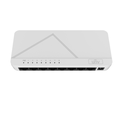 UNIVIEW compact 8-port gigabit network switch delivering fast data transfer for multiple connected devices.