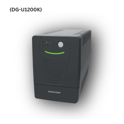 Digicom 1200VA sine wave UPS DG-U1200K delivering 720W reliable power backup for computers, routers, and office equipment during outages