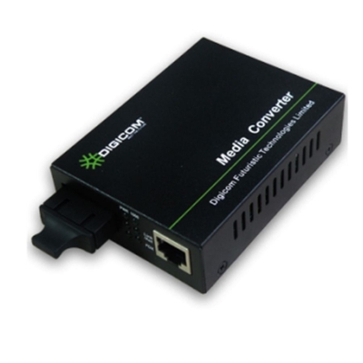 Digicom 80KM Media Converter (DG-8110SB-11-80A/B) designed for long-distance fiber optic to Ethernet network conversion