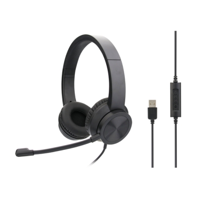 Digicom PC-19 USB wired headphone with built-in microphone designed for clear audio during online meetings and calls.