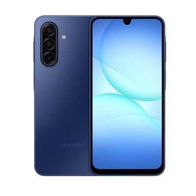 Samsung Galaxy A17 5G smartphone model with 8GB RAM, 128GB internal storage, and TA2510 25W fast charger included in the box.