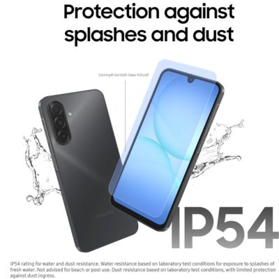 Samsung Galaxy A17 5G smartphone with 6GB RAM and 128GB storage, bundled with a 25W fast charger (TA2510) for quick and efficient charging.v